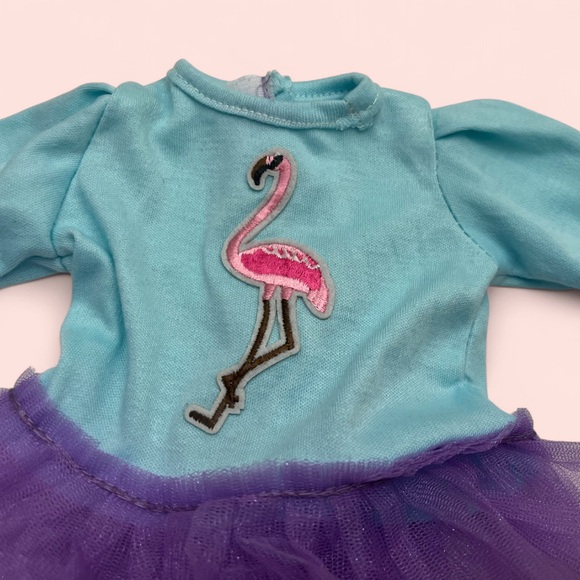 18” Doll Long Sleeve Pink Flamingo Tutu Dress Pretend Play Doll Dress Up Dress - Picture 3 of 7